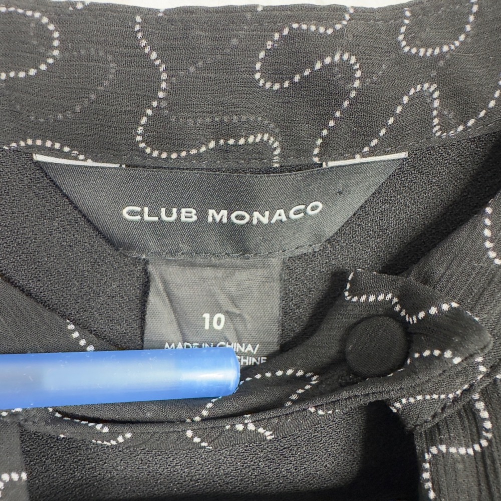 Club Monaco Dress Womens 10 Black Abstract Chiffon Preppy Parisian Minimalist - Picture 6 of 8